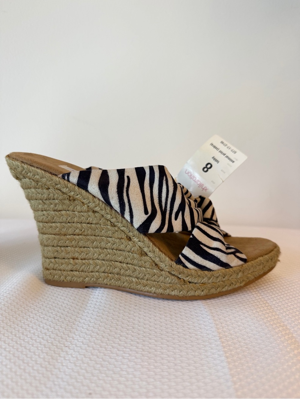 Y2K Knotted Zebra Print Rope Platform Heels